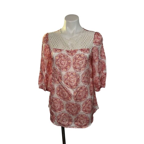 Calypso St. Barth For Target Silk & Eyelet Lace Tunic 3/4 Sleeve Small Resort - Picture 1 of 10